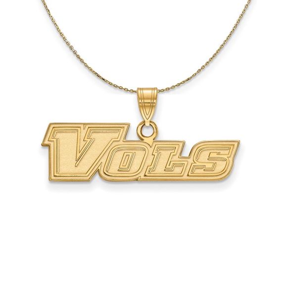 14k Yellow Gold U. of Tennessee Small 'VOLS' Necklace - 22 Inch - Picture 1 of 7